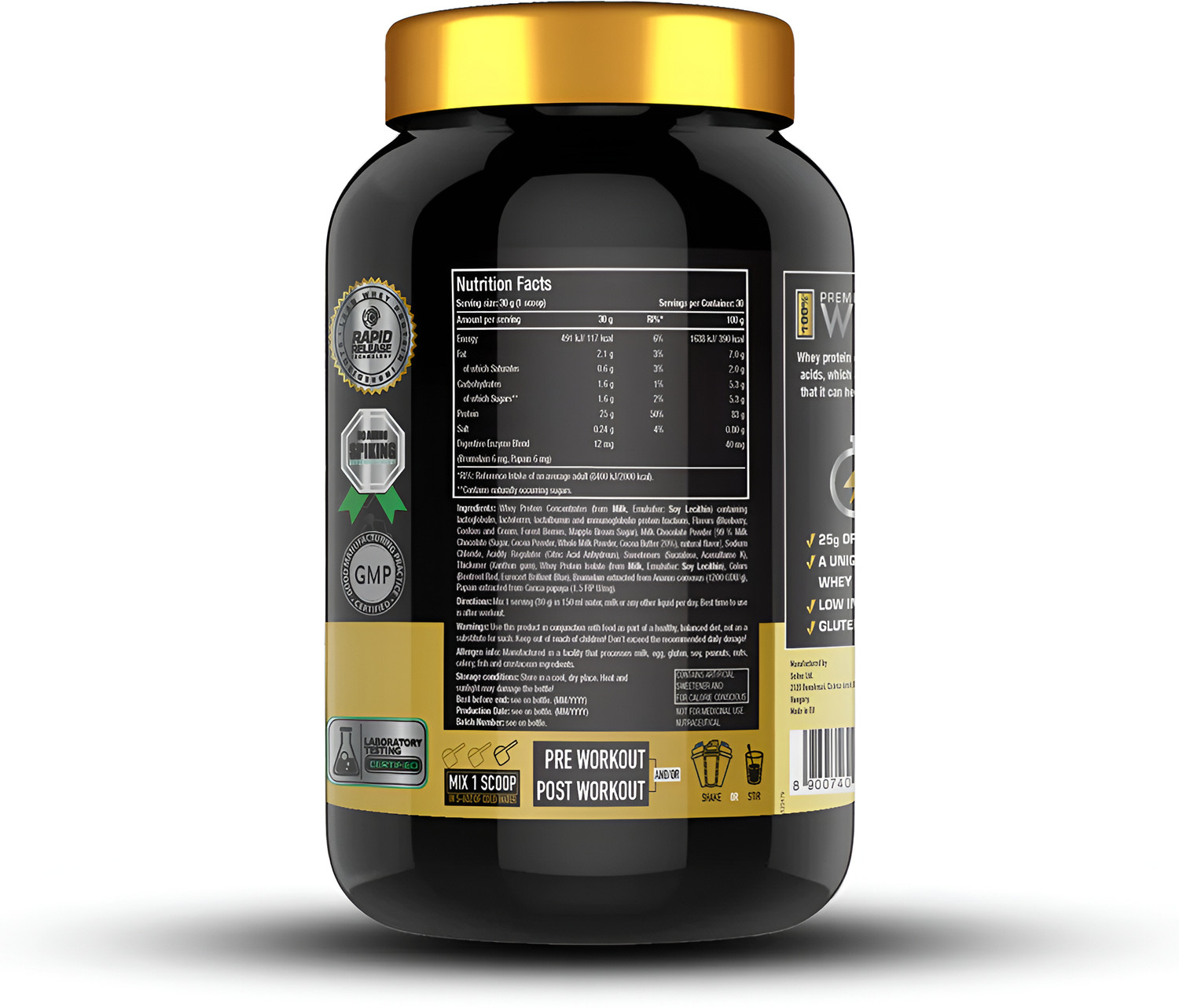 Image of One Science Nutrition 100% Premium Whey Protein 907GM (Cookies & Cream) Whey Protein (907 g, Cookies & Cream)