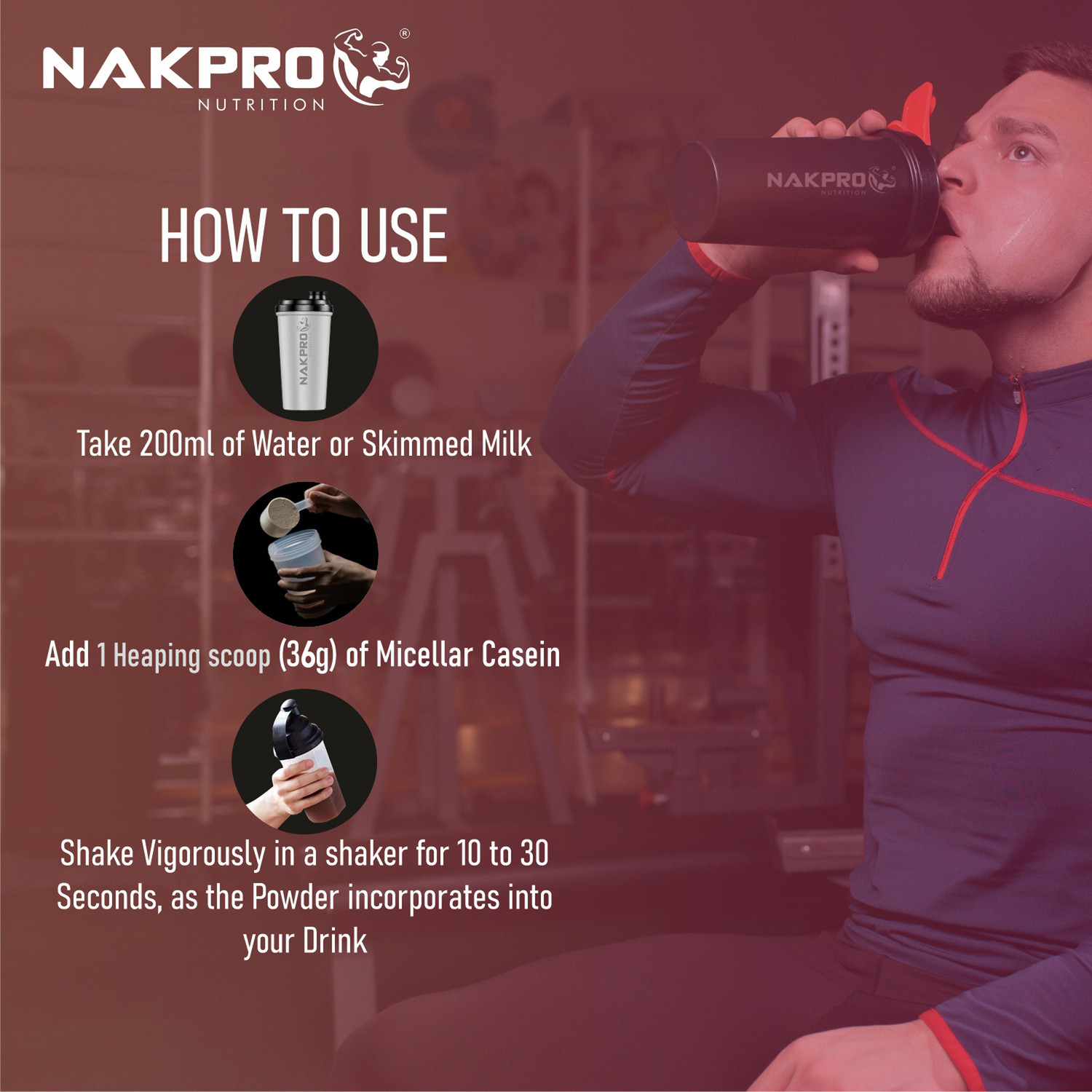 Image of Nakpro 100% Pure Micellar Casein Protein (1 kg, Banana)