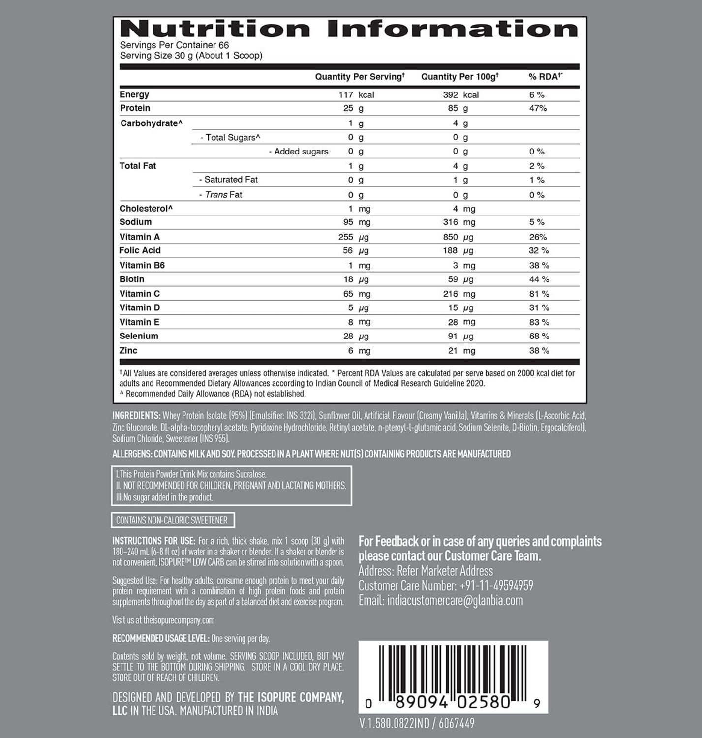 Image of Nutrifit Isopure Whey Protein Isolate Powder with less than 1.5gm of Carbs Whey Protein (2000 g, Vanilla)