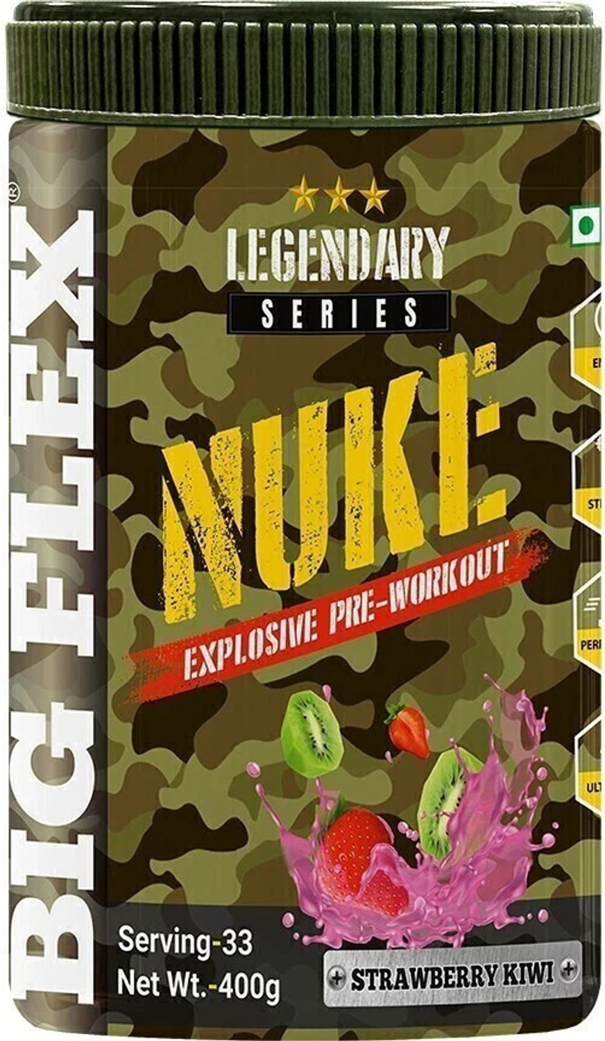 Image of Bigflex Nuke Pre-Workout Supplement Creatine (400 g, Strawberry Kiwi)