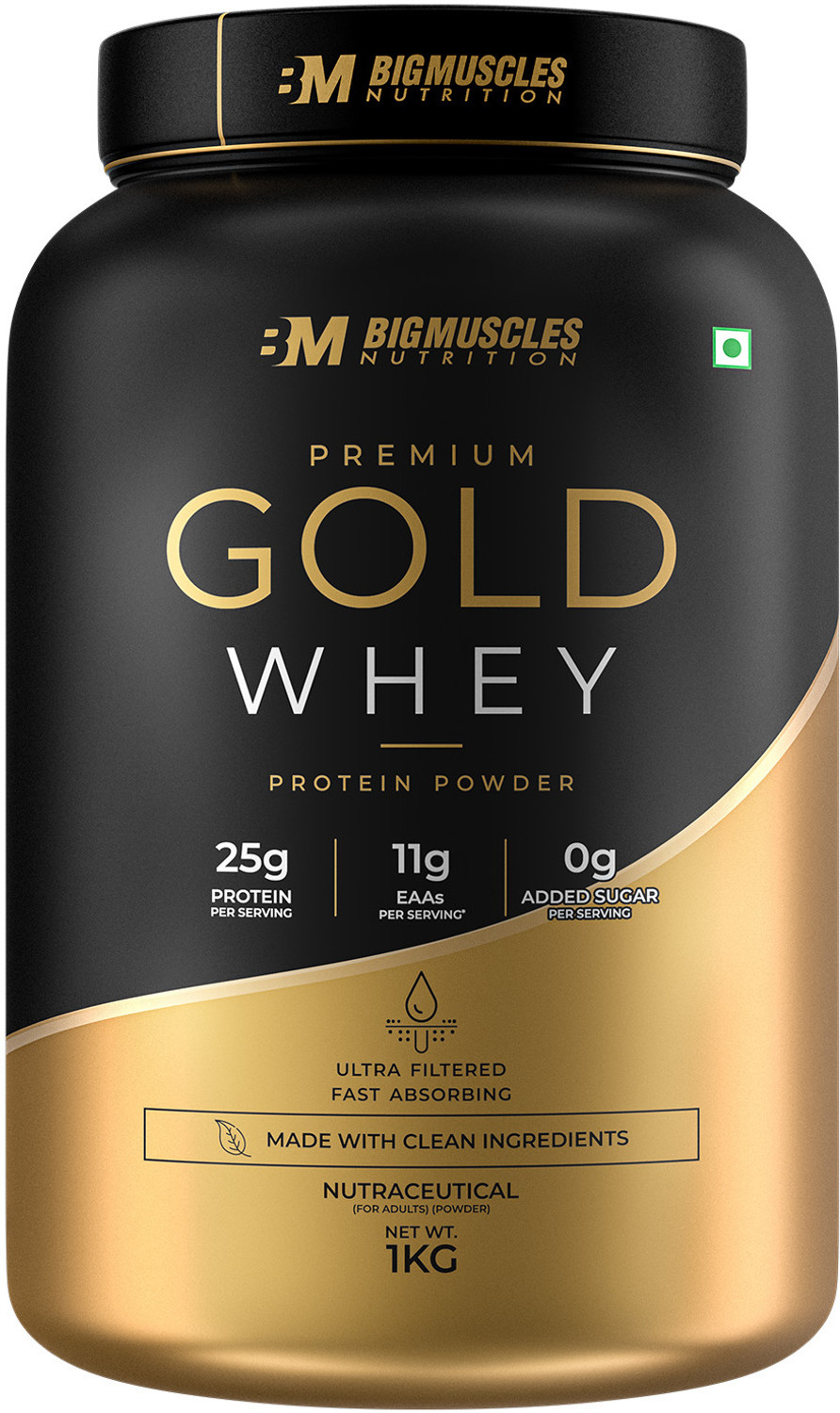 BIGMUSCLES NUTRITION Premium Gold Whey Protein 1kg Chocolate Brownie - Image 1
