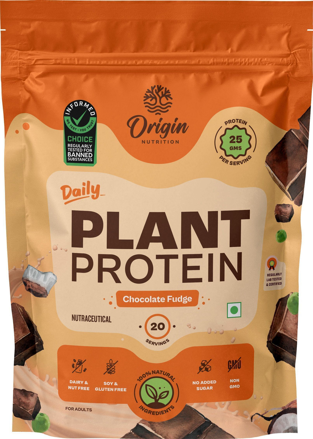 Image of Nature's island Plant Protein - Pea Protein Isolate 1 KG (25 G Protein,4.7 G BCAAs, 0G Sugar) Plant-Based Protein (1 kg, Chocolate Fudge)