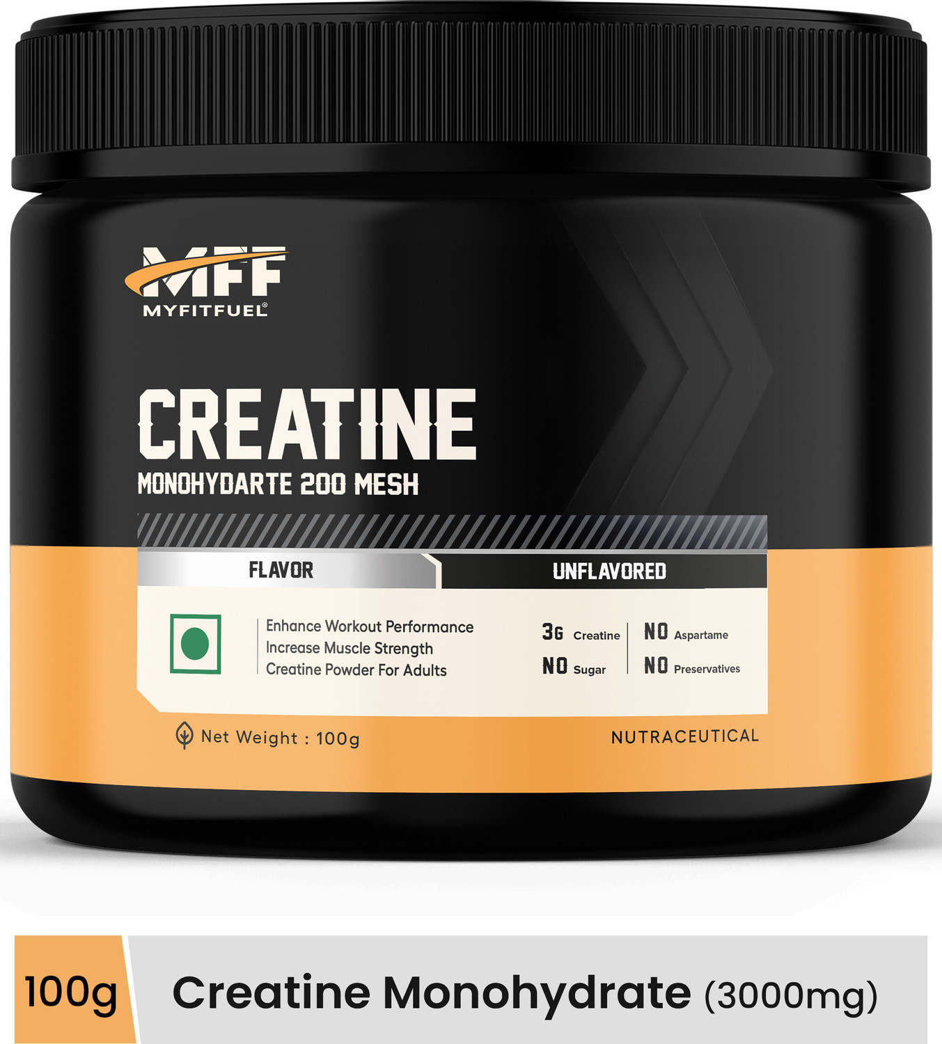 Image of MyFitFuel MFF Creatine Monohydrate 200 Mesh Creatine (100 g, Unflavored)