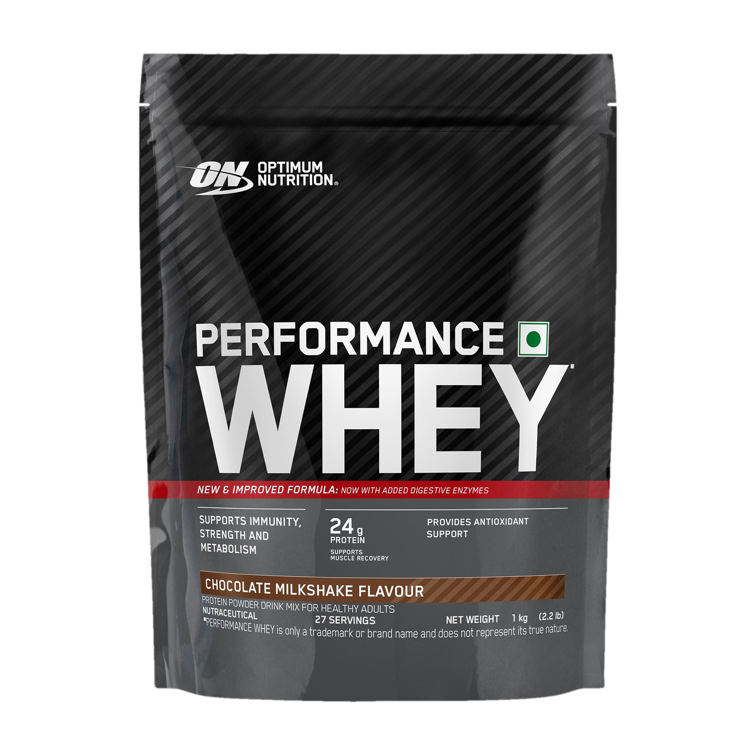Optimum Nutrition Performance Whey Protein 1 kg, Chocolate Milk - Image 1