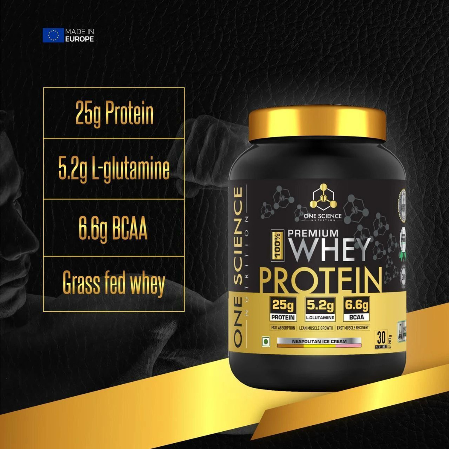 Image of One Science PREMIUM WHEY PROTEIN 907GM (NEAPOLITAN ICE CREAM) Whey Protein (907 g, NEAPOLITAN ICE CREAM)