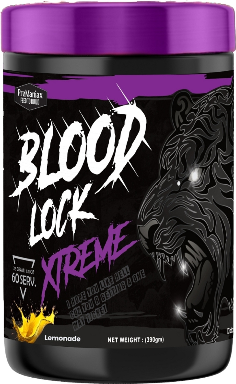 Image of Promaniax Blood Lock Xtreme | Elite | Boosts Energy, Strength & Performance | 60 Servings Pre Workout (390 g, Lemonade)