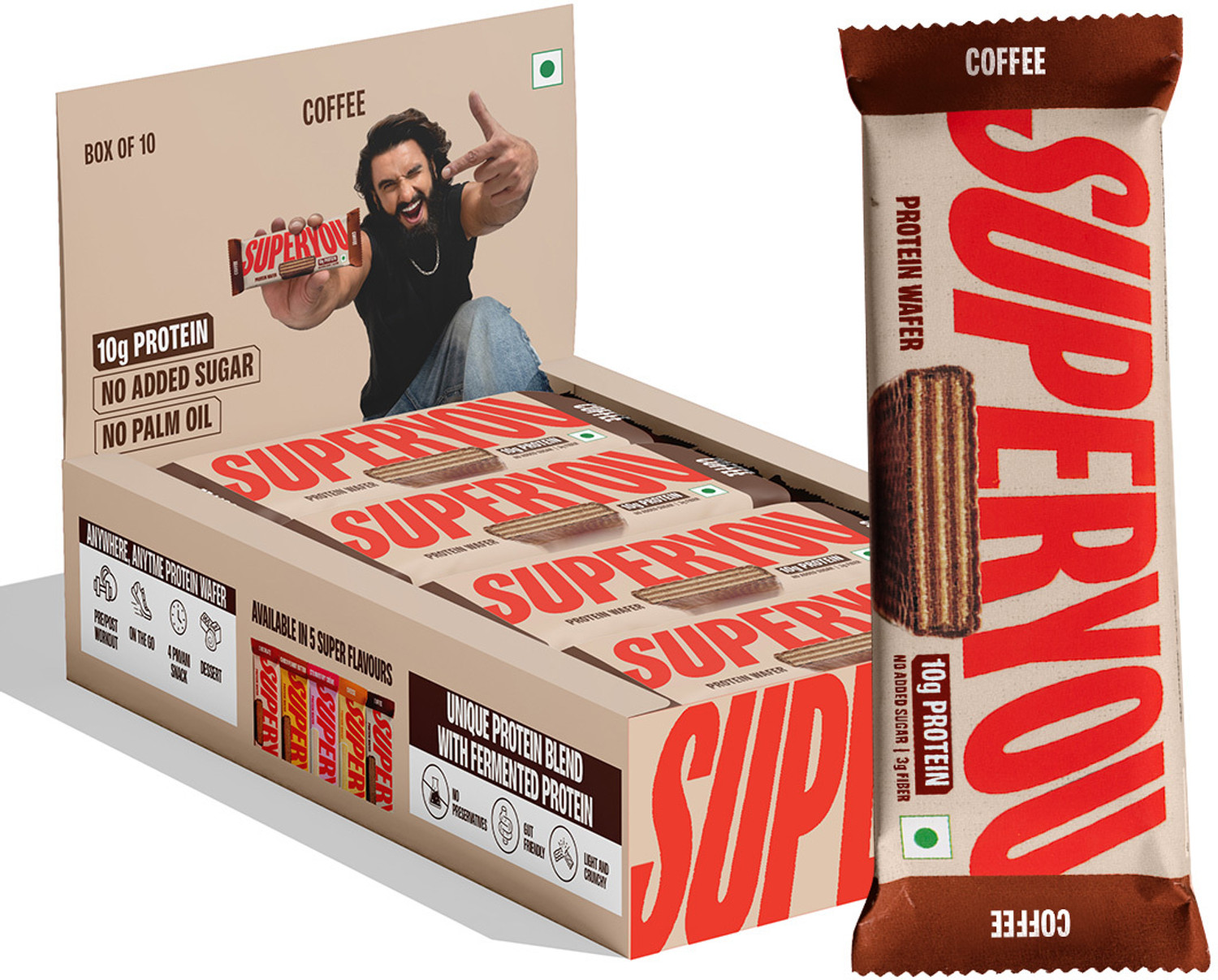 Image of SUPERYOU 10g Protein, 3g Fiber, No Added Sugar|Yeast Fermented Protein|Energy Bars Protein Bars (800 g, Chocolate (Pack of 10) & Choco Peanut Butter (Pack of 10)