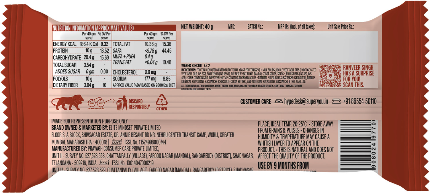 Image of SUPERYOU 10g Protein, 3g Fiber, No Added Sugar|Yeast Fermented Protein|Energy Bars Protein Bars (800 g, Chocolate (Pack of 10) & Choco Peanut Butter (Pack of 10)