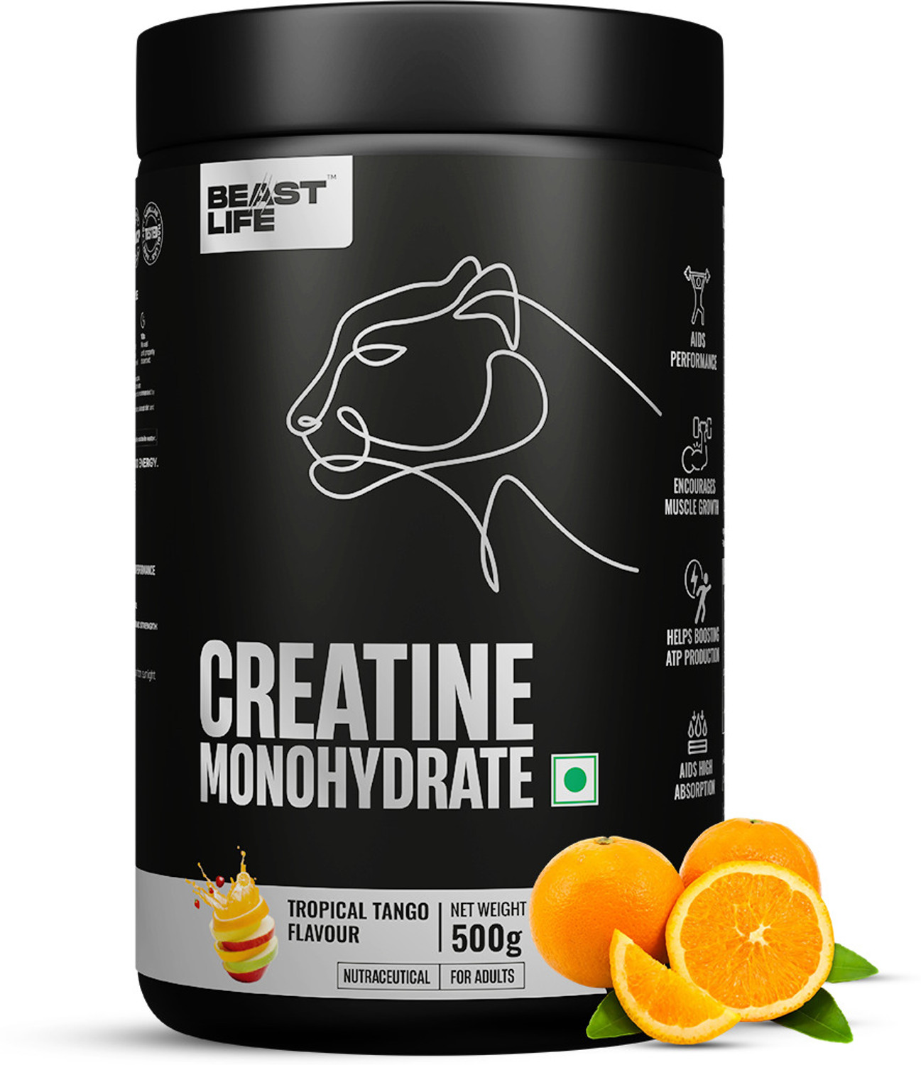 Image of BeastLife Creatine Monohydrate | 166 Servings | Micronised Creatine| NABL Lab Tested Creatine (500 g, Shikanji)