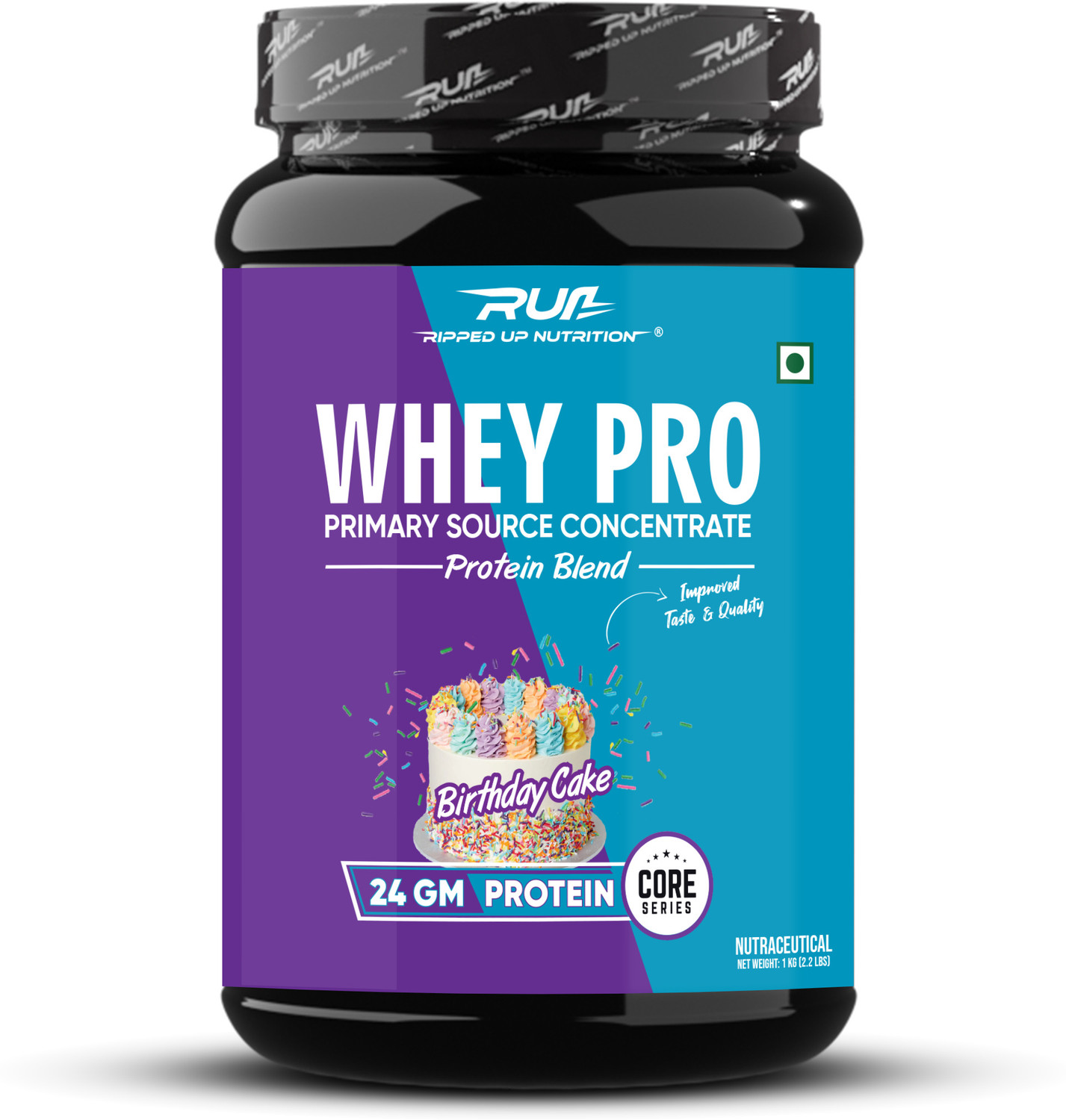 Image of Ripped Up Nutrition Whey Pro(TRUSTIFIED)-24GM Protein-Low Carbs ,Digestive Enzimes Whey Protein (1 kg, Birthday Cake)