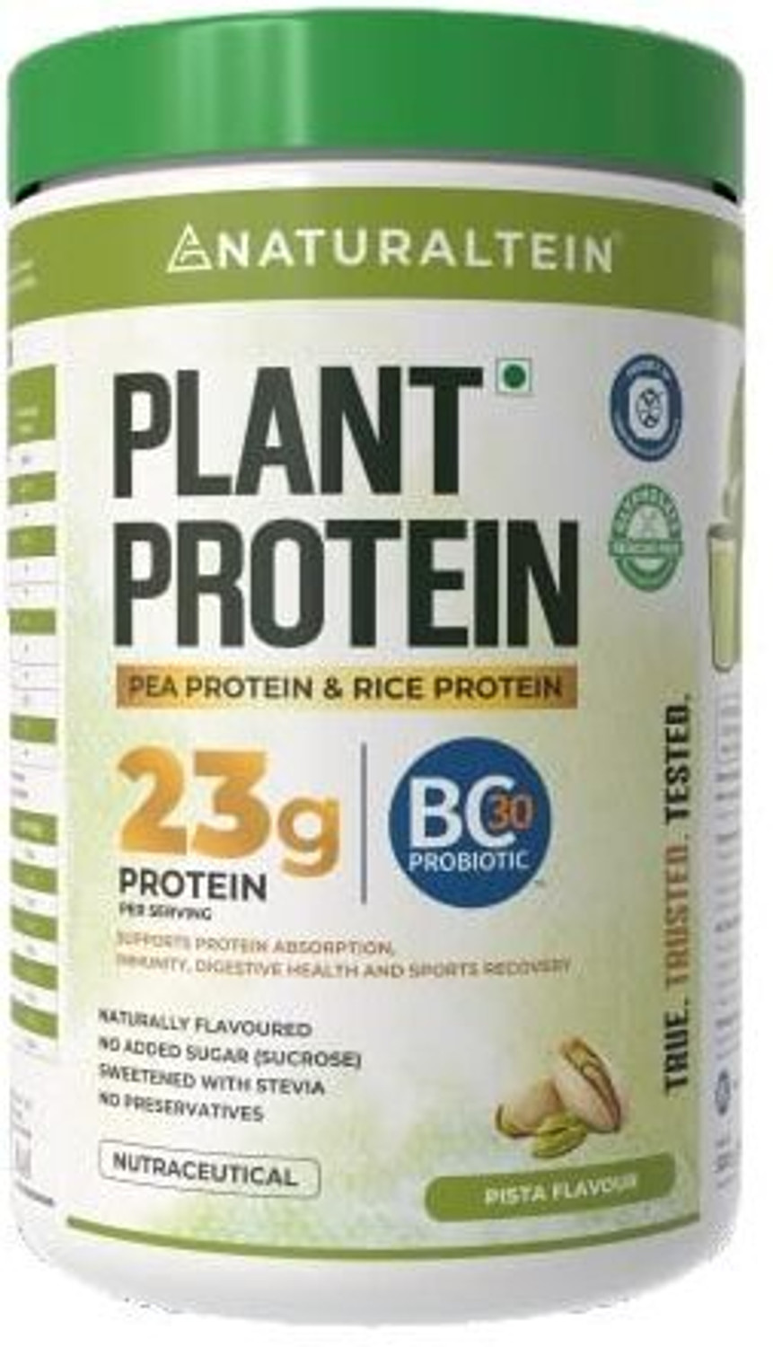 Image of NATURALTEIN Plant Protein - 22g Protein with BC30 Probiotic, No Sugar Plant-Based Protein (1 kg, Chocolate)