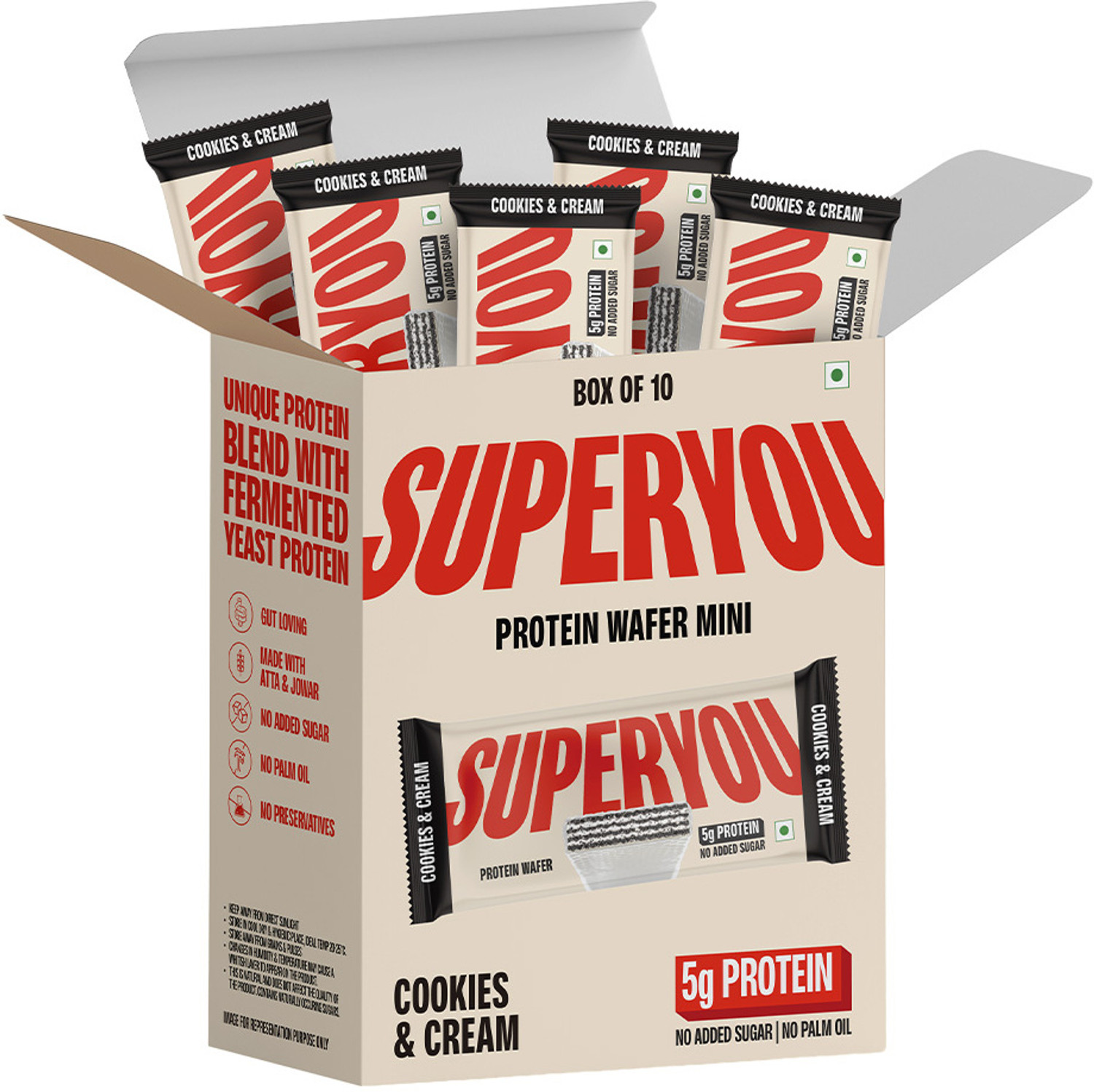 Image of SUPERYOU 10g Protein, 3g Fiber, No Added Sugar|Yeast Fermented Protein|Energy Bars Protein Bars (800 g, Chocolate (Pack of 10) & Choco Peanut Butter (Pack of 10)