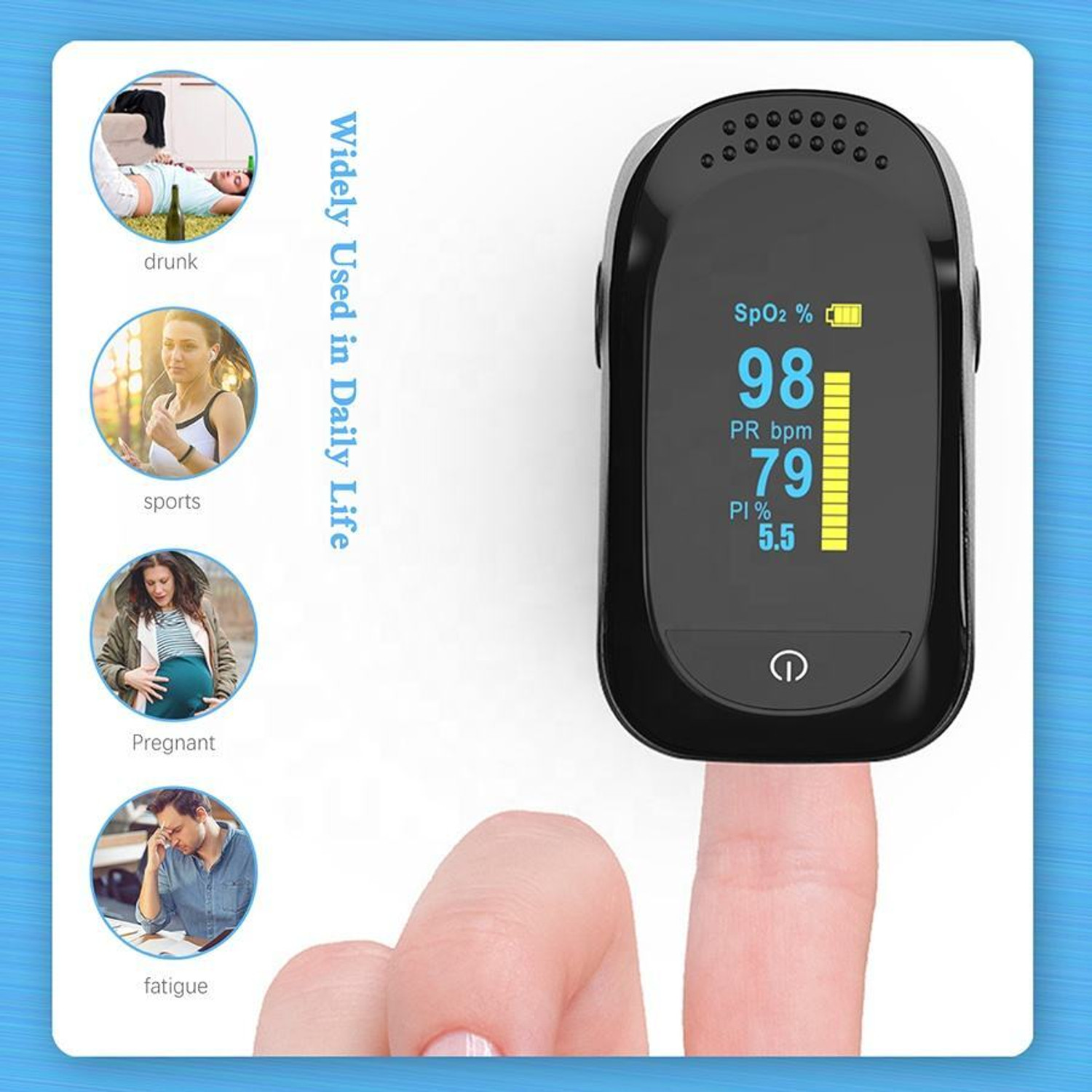 Image of Hicks YK-81 Fingertip Pulse Oximeter with OLED Display & SpO2 /Pulse Rate Monitoring Pulse Oximeter (White)