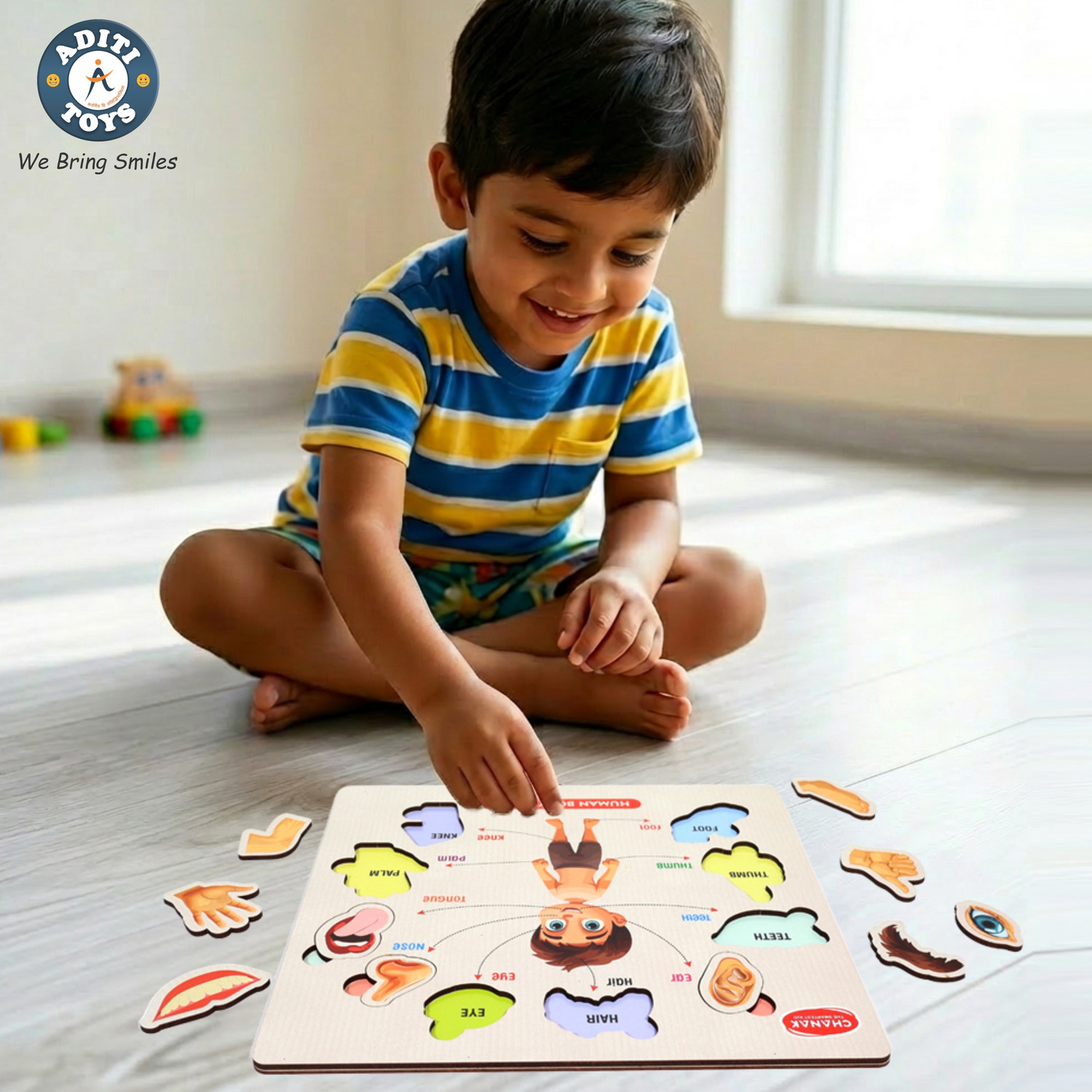 Image of Vervita Kids Colorful Wooden Puzzle Set Featuring 3D Capital Alphabets, Numbers, Shapes (1 Pieces)