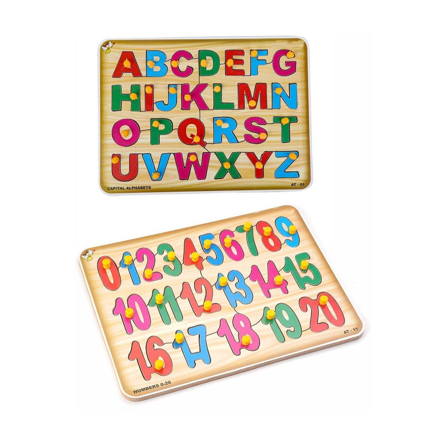 Image of Vervita Kids Colorful Wooden Puzzle Set Featuring 3D Capital Alphabets, Numbers, Shapes (1 Pieces)