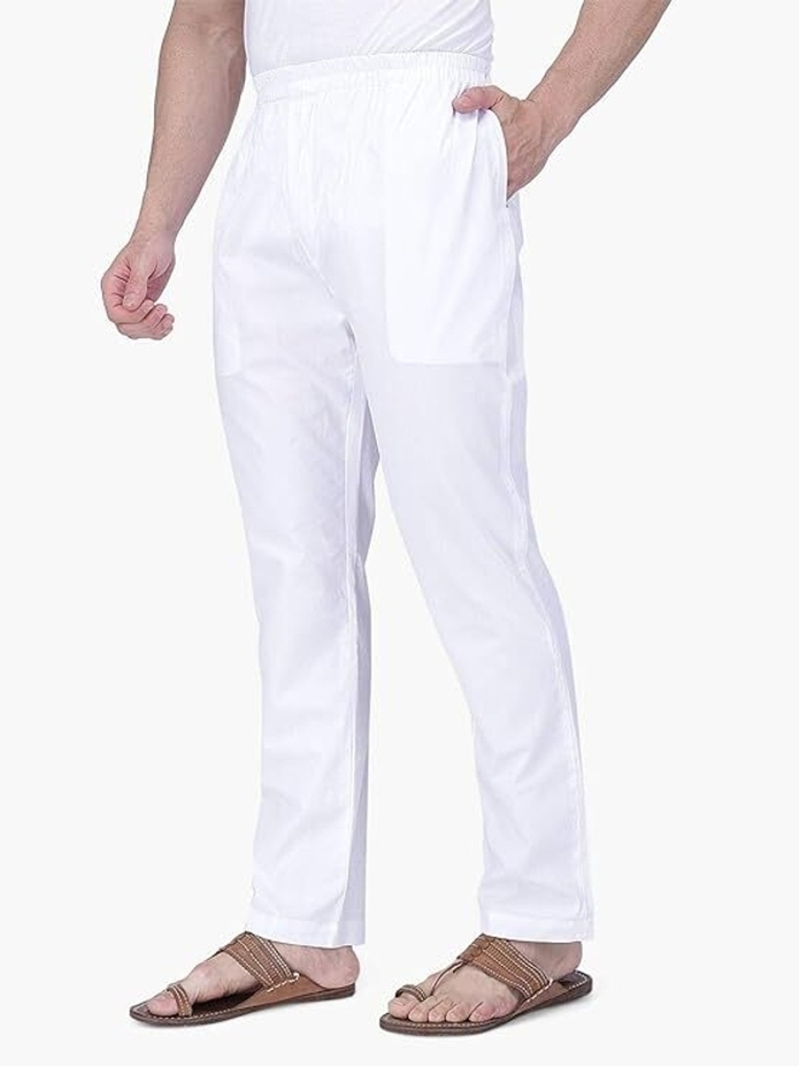 Image of dark look White Cotton Men Pyjama