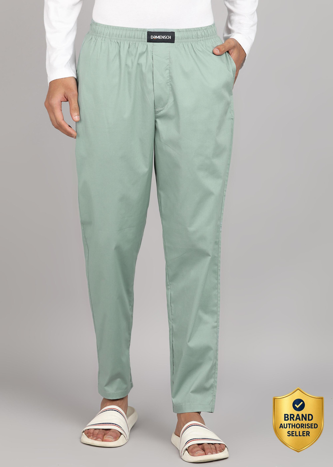 Image of dark look White Cotton Men Pyjama