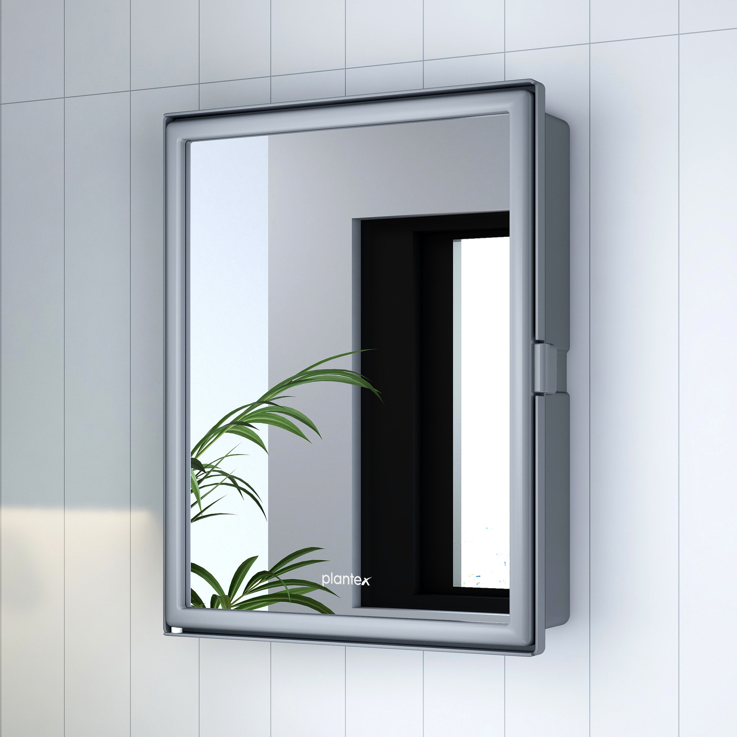 Image of KALIORA Square Bathroom Cabinet with Mirror - 360 Rotating | Wall Mounted Storage | Plastic Wall Shelf (Number of Shelves - 3, White)