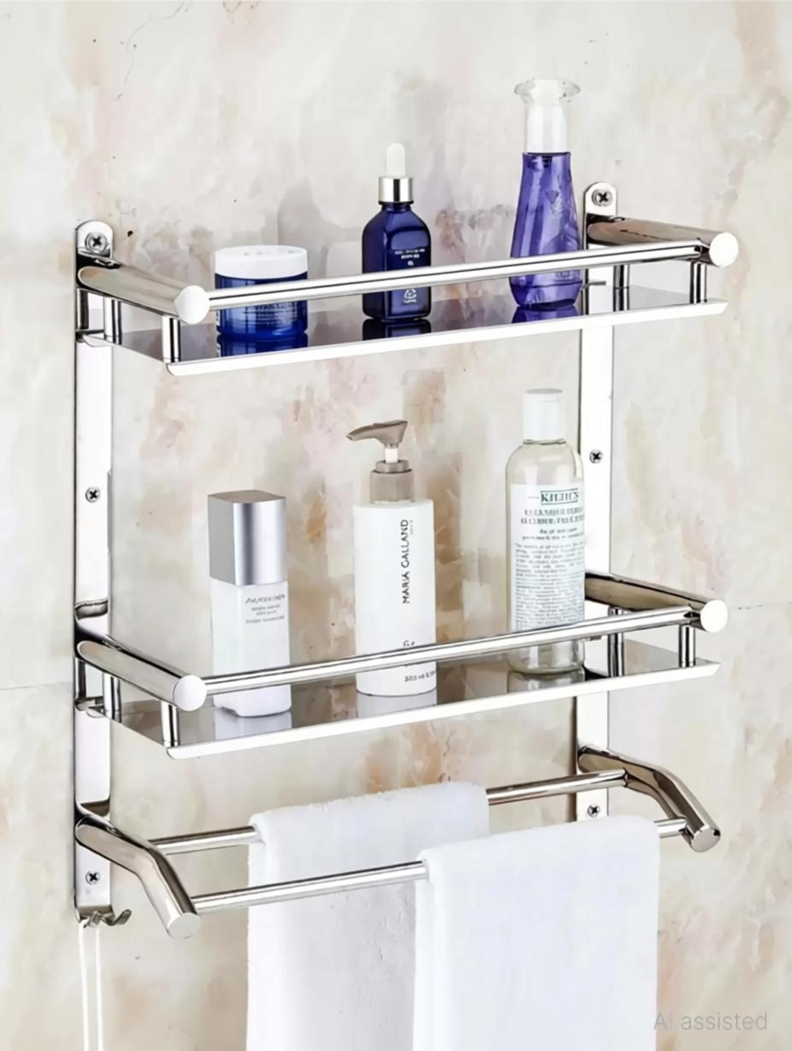 Image of Bhakti Stainless Steel Wall Shelf (Number of Shelves - 2, White)