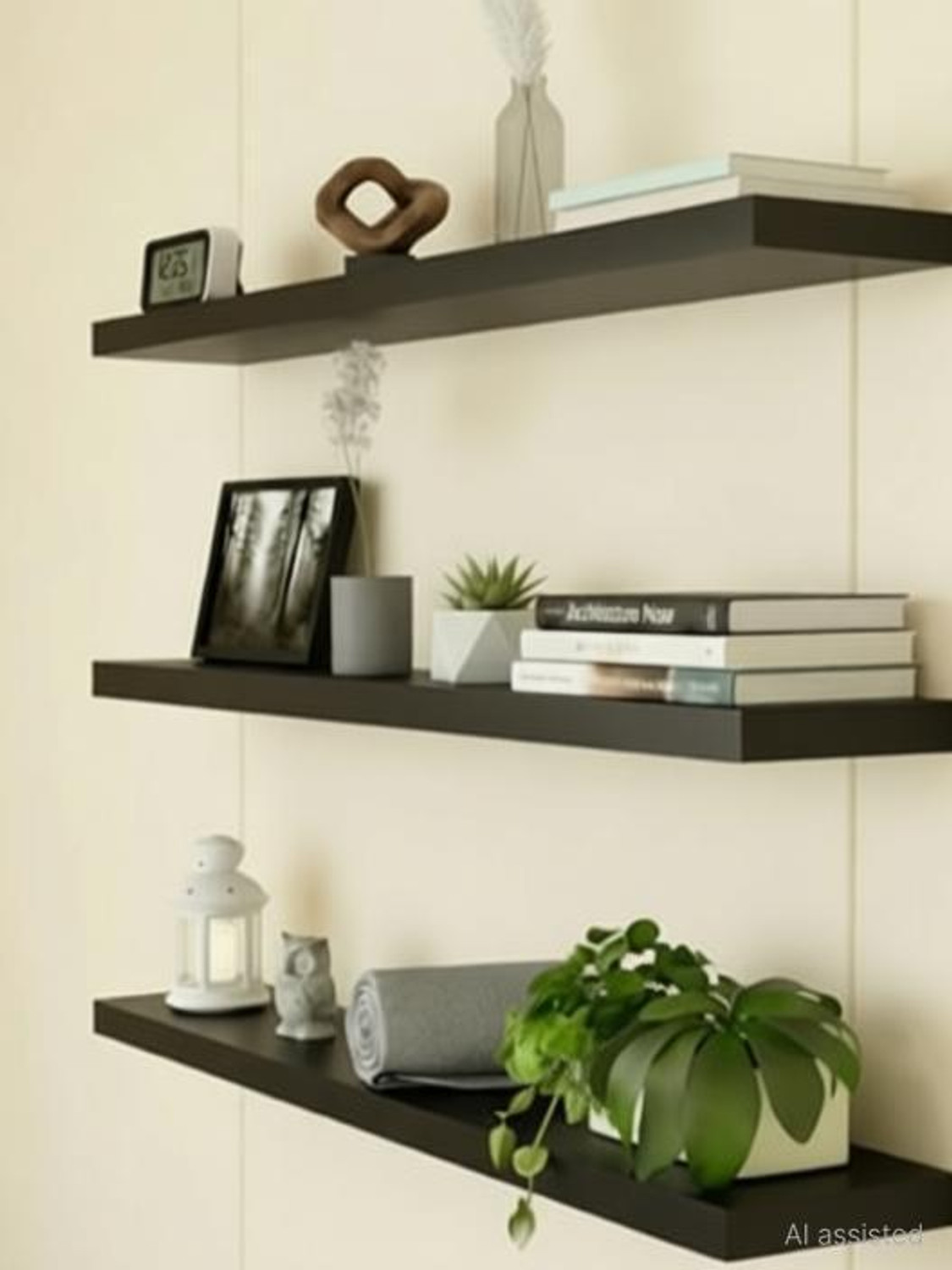 Image of Sparkraze Set of 3 Heavy Sumo Brackets Clear 18 inch Plain Glossy Look Glass Shelf Glass, Stainless Steel, Polypropylene Wall Shelf (Number of Shelves - 3, Clear)