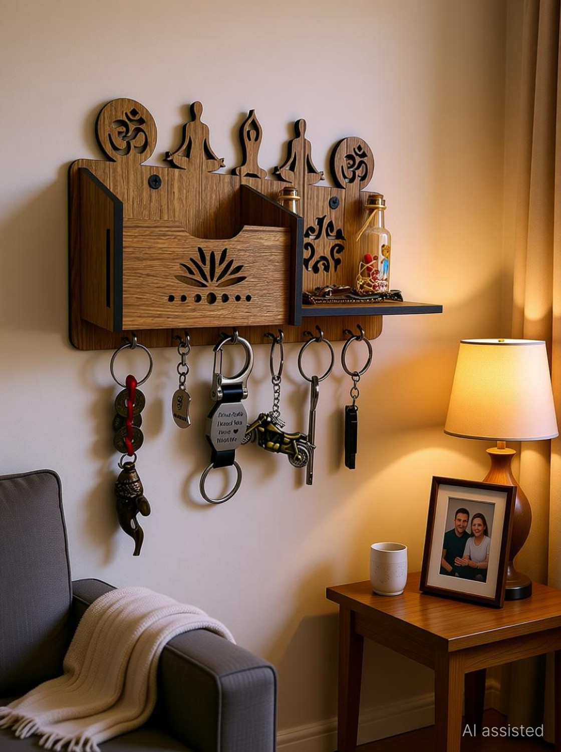 Image of JANAKI SHOP Wooden Wall Shelf (Number of Shelves - 2, Green)