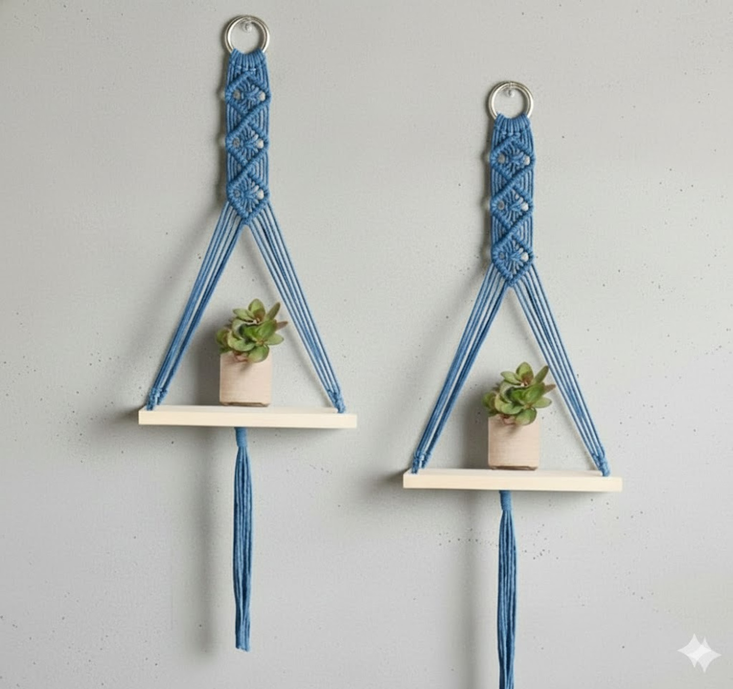 Image of JANAKI SHOP Wooden Wall Shelf (Number of Shelves - 2, Blue)