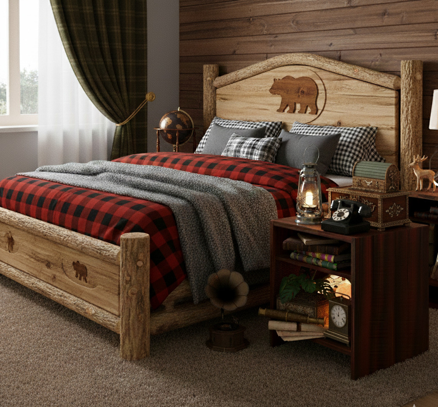 Image of ssb Solid Wood Queen Bed, 80 cm x 150 cm (2.62 ft x 4.92 ft) (Finish Color - brown, Delivery Condition - Pre-assembled)