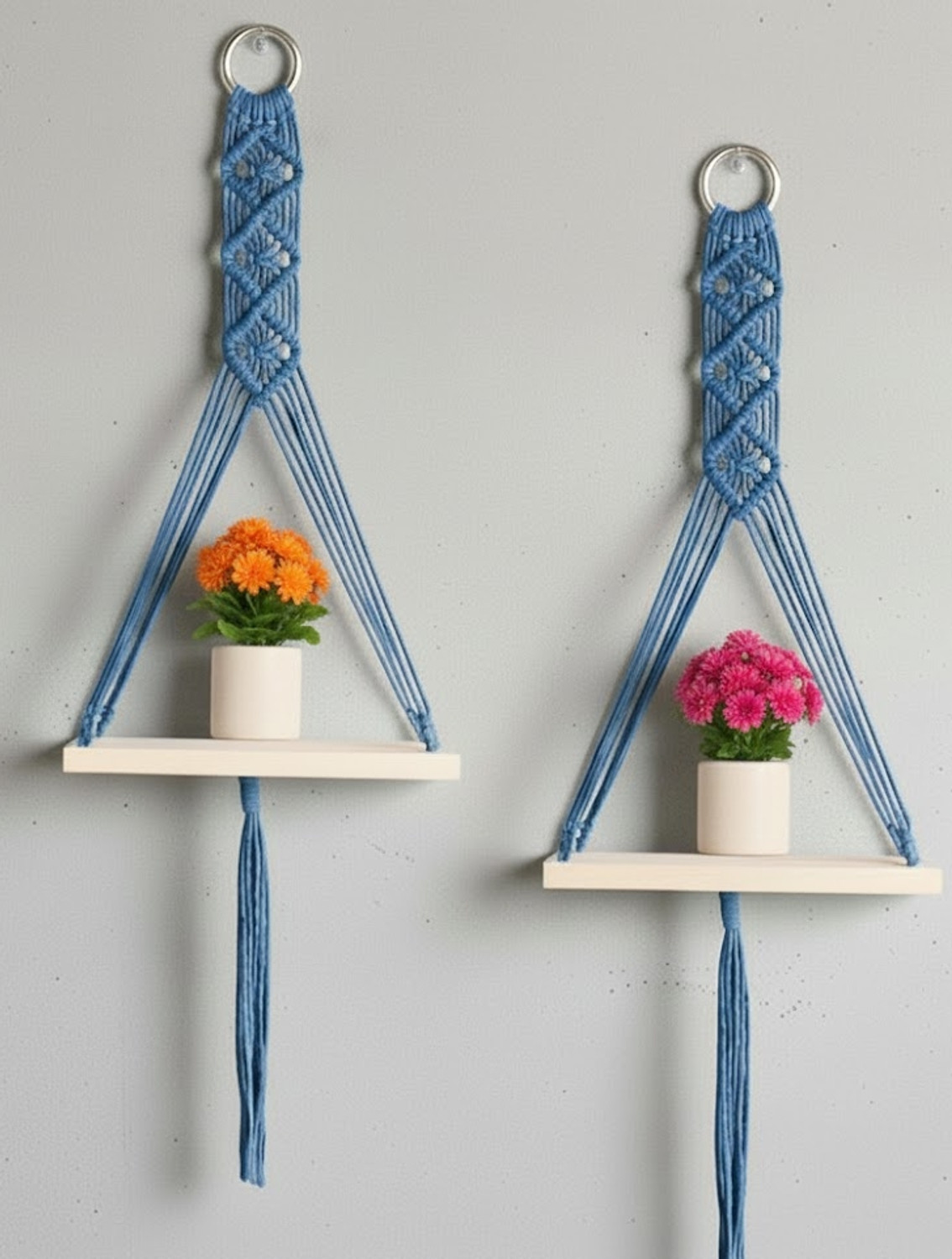 Image of JANAKI SHOP Wooden Wall Shelf (Number of Shelves - 2, Blue)