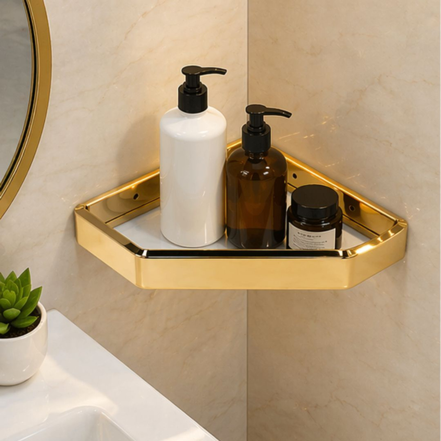 Image of URBAN CHOICE Polypropylene Wall Shelf (Number of Shelves - 3, Beige)