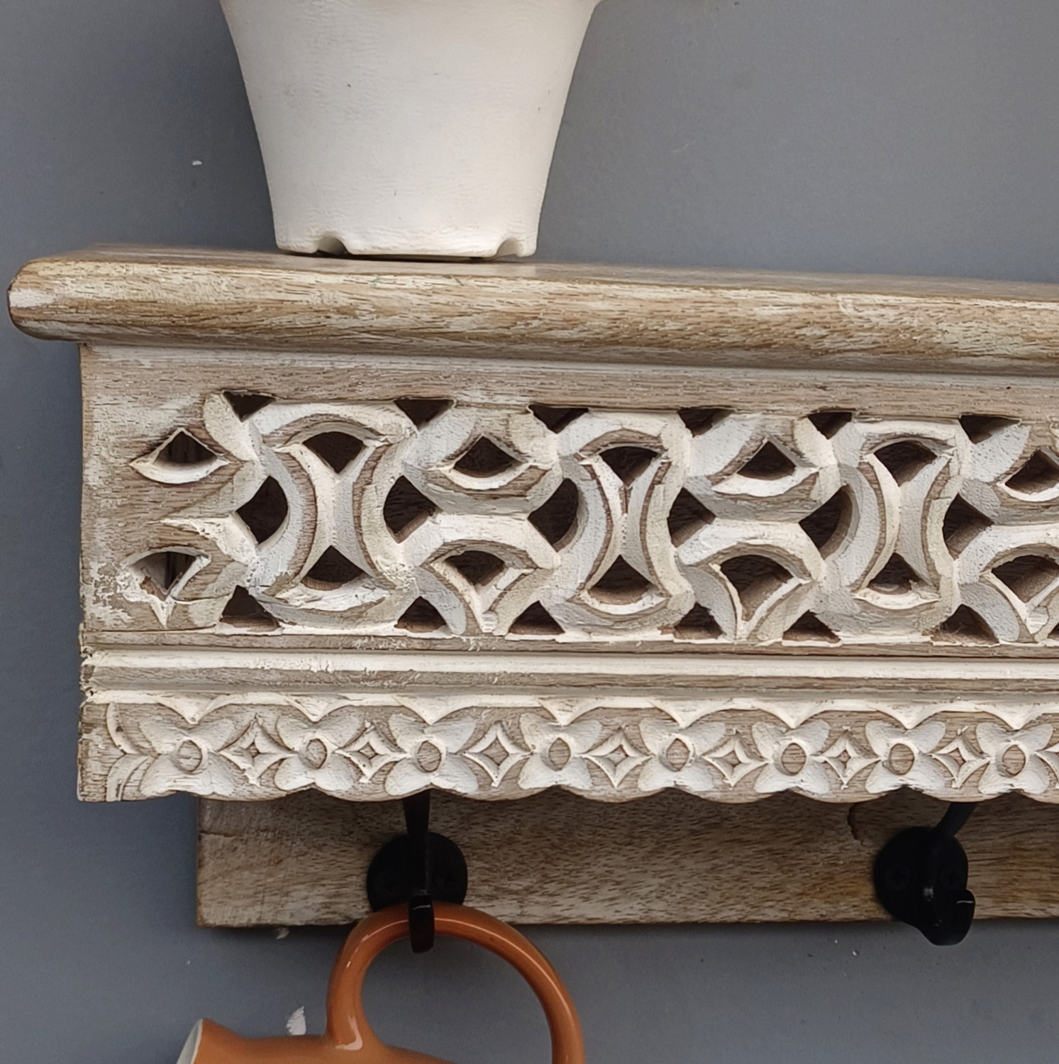 Image of ONLINECRAFTS Wooden Wall Shelf (Number of Shelves - 1, Clear, White)