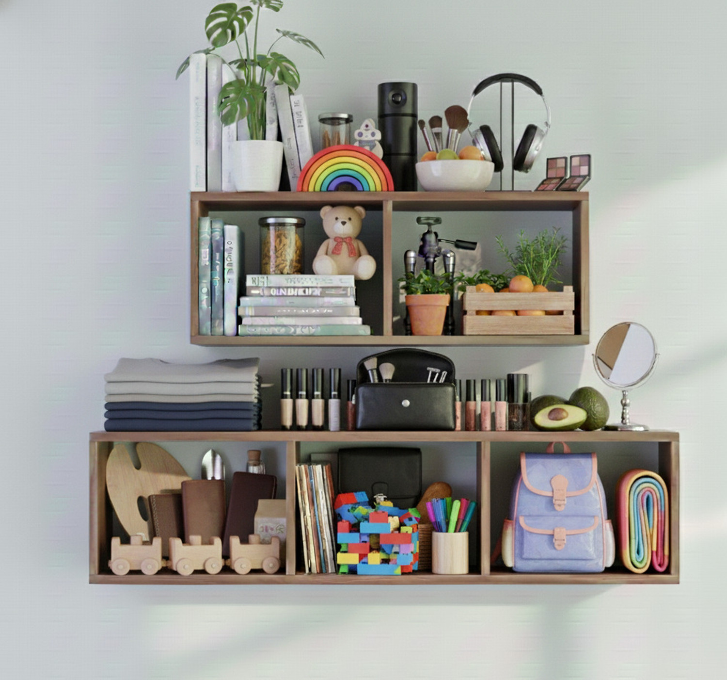Image of JANAKI SHOP Wooden Wall Shelf (Number of Shelves - 2, White)