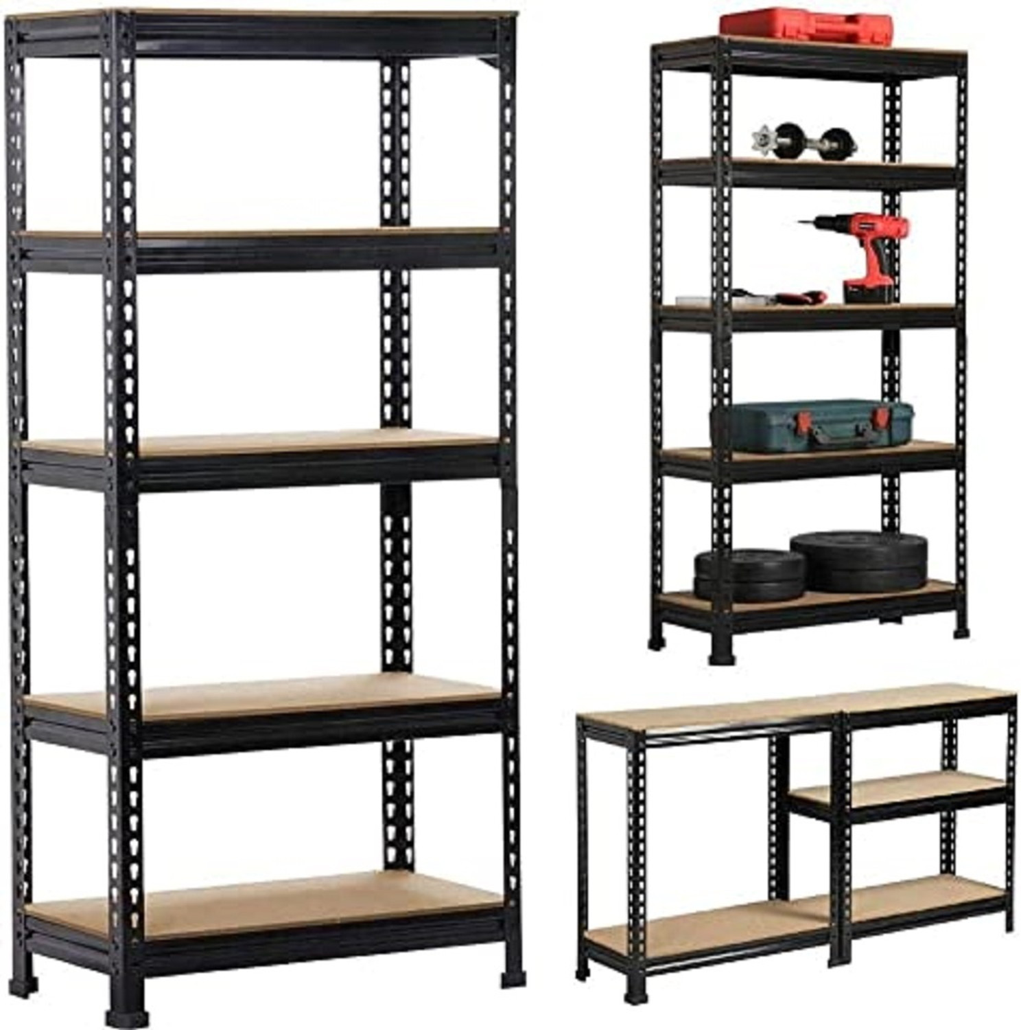 AshandRoh Adjustable Wooden Iron Wall Shelf 5 Shelves - Image 1