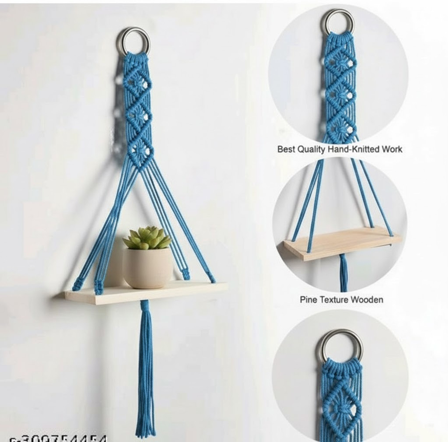 Image of JANAKI SHOP Wooden Wall Shelf (Number of Shelves - 2, Blue)