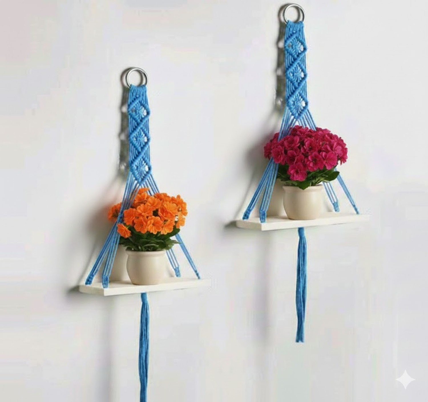Image of JANAKI SHOP Wooden Wall Shelf (Number of Shelves - 2, Blue)
