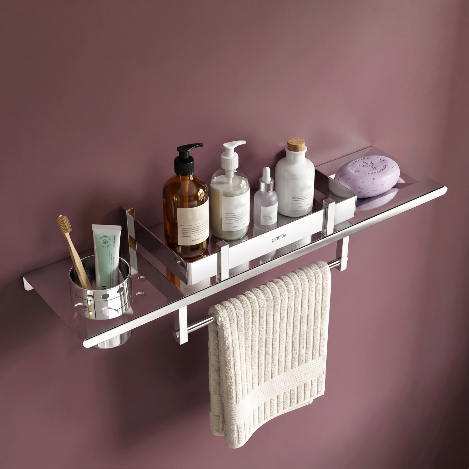 Image of Plantex Stainless Steel 2 in 1 Multipurpose Bathroom Shelf /Rack /Soap Dish /Bathroom Accessories (15 x 5 Inches - Pack of 3) Stainless Steel Wall Shelf (Number of Shelves - 3, Silver)