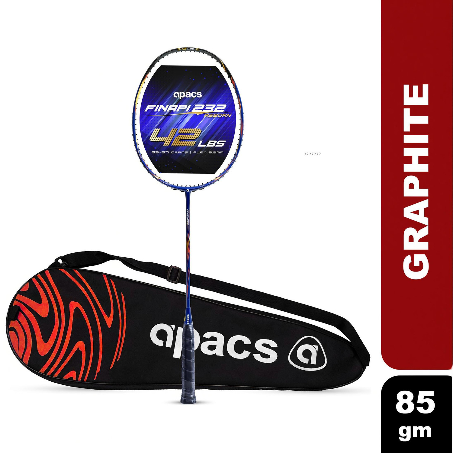apacs Finapi 232 REBORN (42 LBS, World's Toughest Frame) 100% Japanese Graphite Purple Unstrung Badminton Racquet