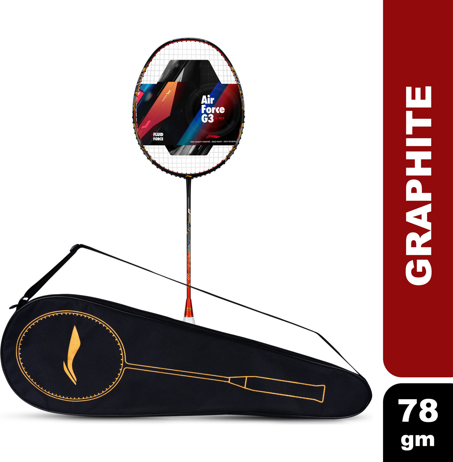 LI-NING Air Force 78 G3 Black, Red, Gold Badminton Shoes - Image 1