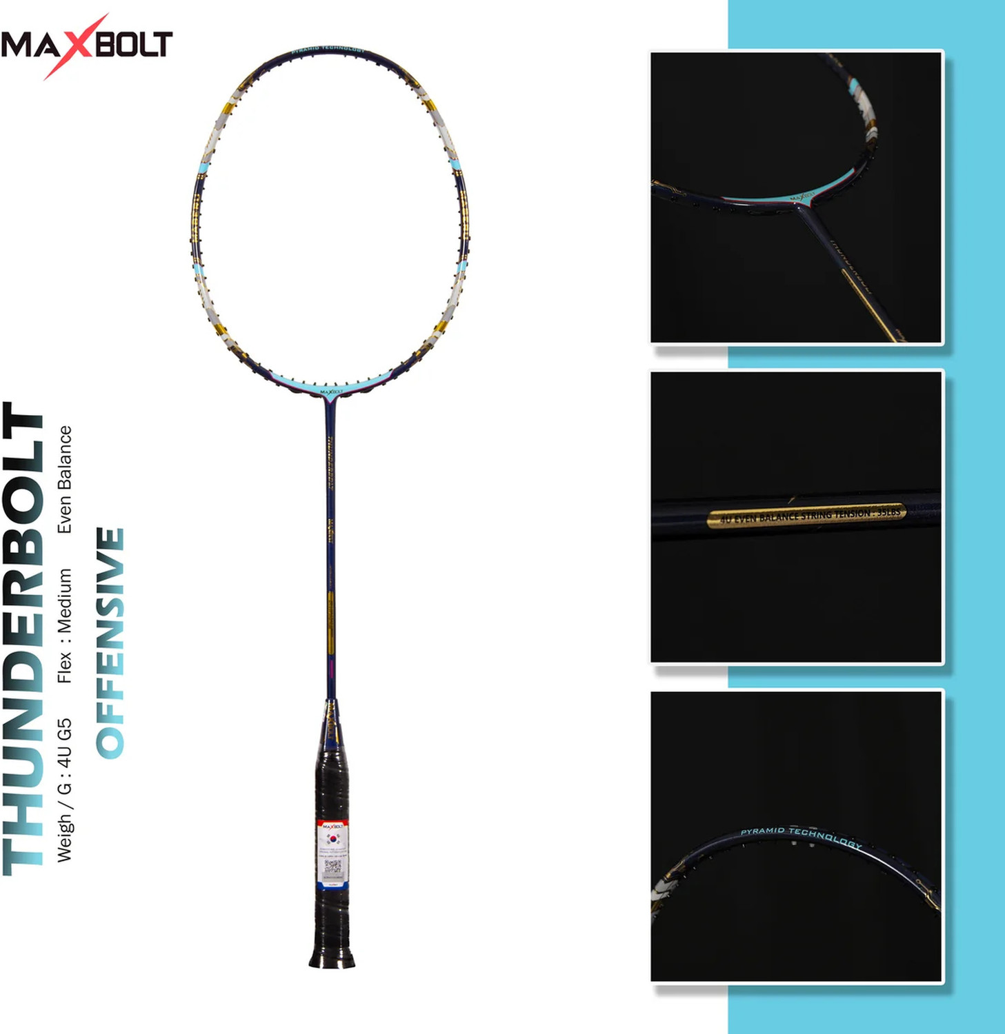 Image of Maxbolt Black Black Unstrung Badminton Racquet (Pack of: 1, 83 g)