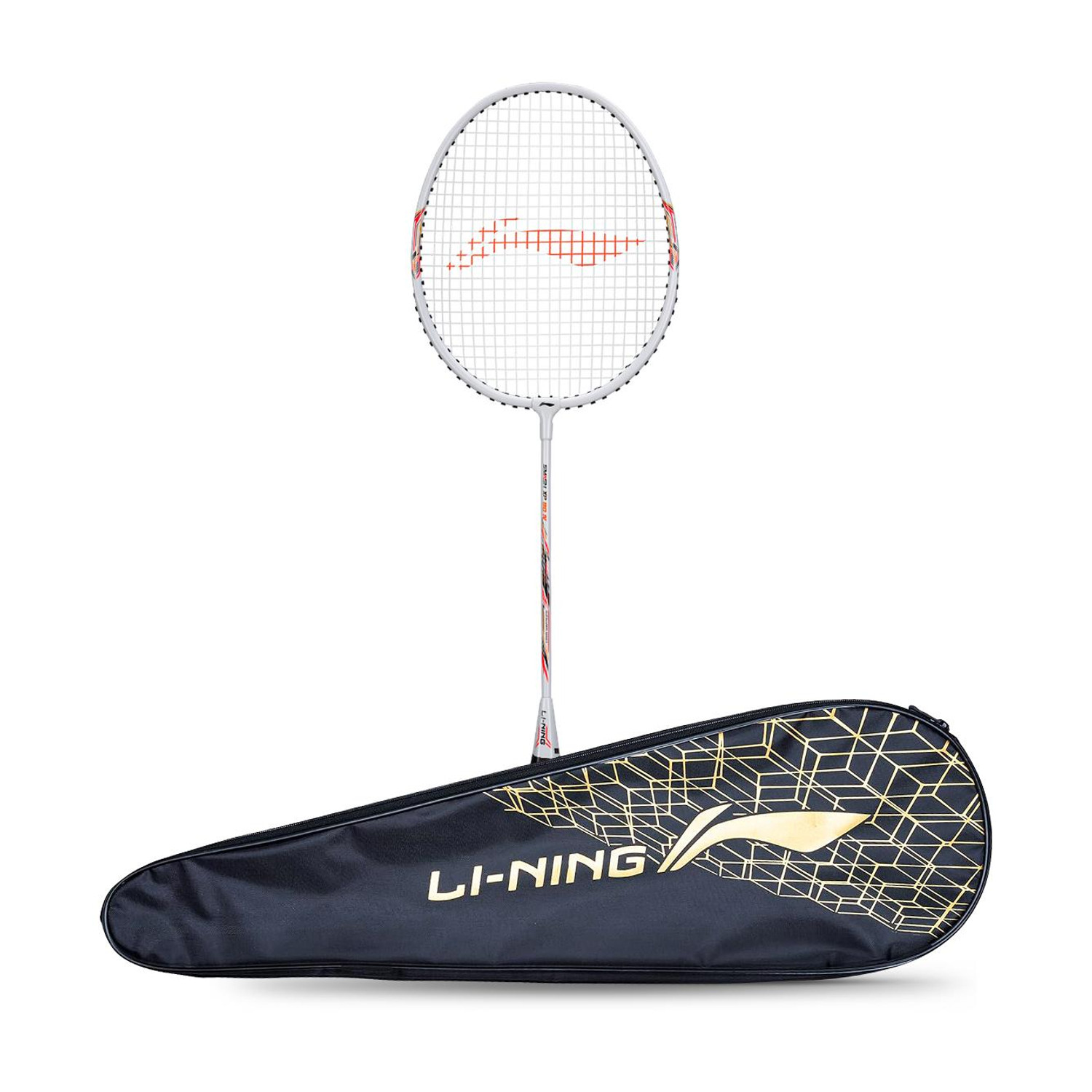 LI-NING Smash XP 90 IV Badminton Racket (Set of 1 + 1 Full Cover) (Strung, White/Silver) Multicolor Strung Badminton Racquet - Image 1