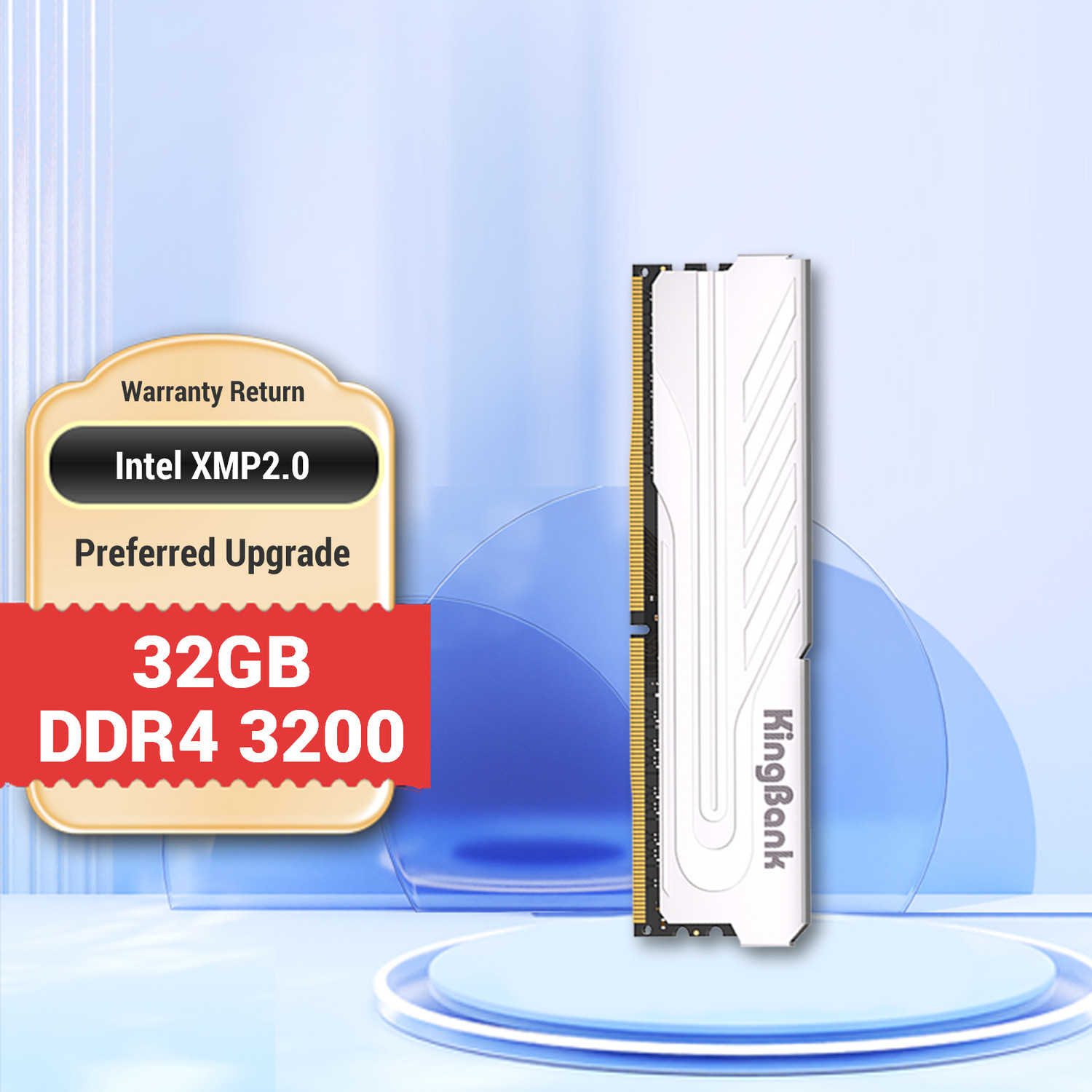 Image of KINGBANK Silver Heatsink 3200 MHz KJXS /KJUS DDR4 32 GB (Single Channel) PC DDR4 UDIMM (DDR4 DIMM Silver Heatsink) (Silver Alluminum Alloy)