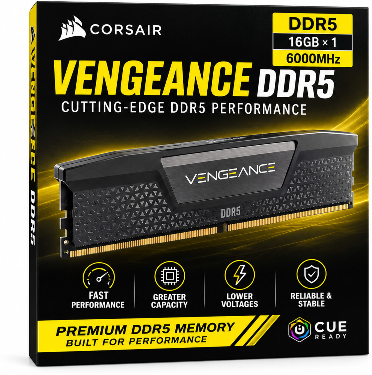 Image of Sai depnso Vengeance Performance Series DDR5 16 GB (Single Channel) PC Desktop RAM / UDIMM (SAI DEPENDO HUB) (Black)