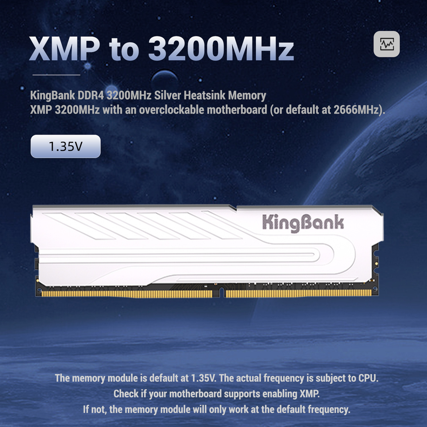 Image of KINGBANK Silver Heatsink 3200 MHz KJXS /KJUS DDR4 32 GB (Single Channel) PC DDR4 UDIMM (DDR4 DIMM Silver Heatsink) (Silver Alluminum Alloy)