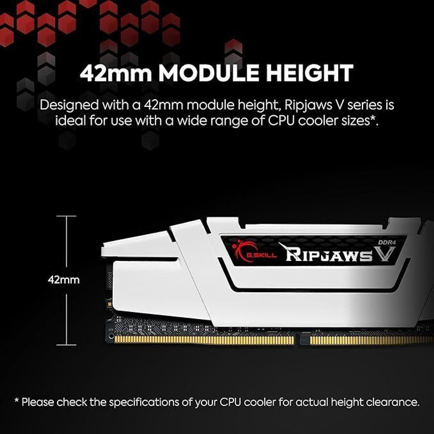 Image of G skill Ripjaws V 2X8GB 3200Mhz DDR4 16 GB (Dual Channel) PC DRAM (F43200C16S8GVKB) (Black)