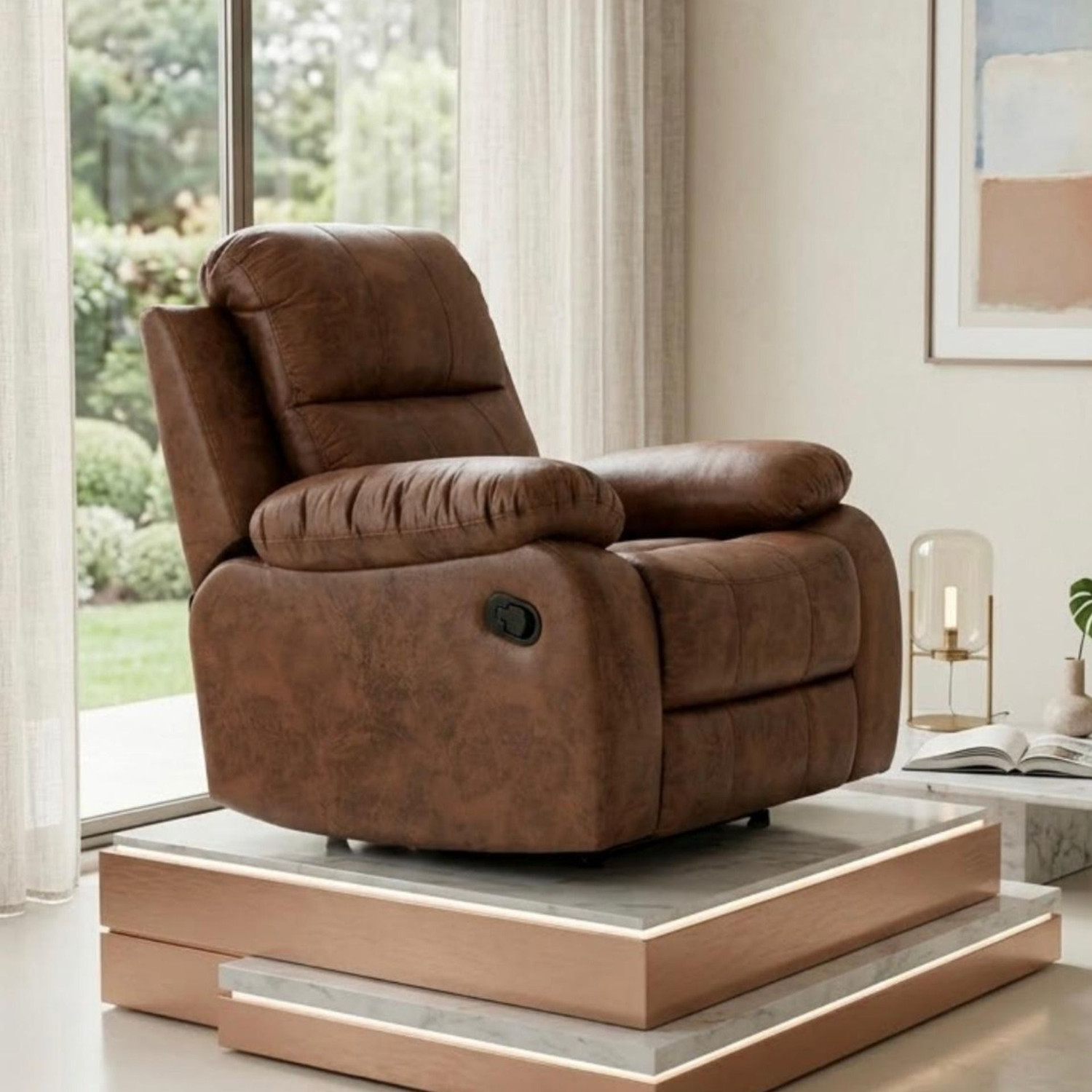Image of Flipkart Perfect Homes Fabric Manual Recliner (Finish Color - Brown, DIY(Do-It-Yourself))