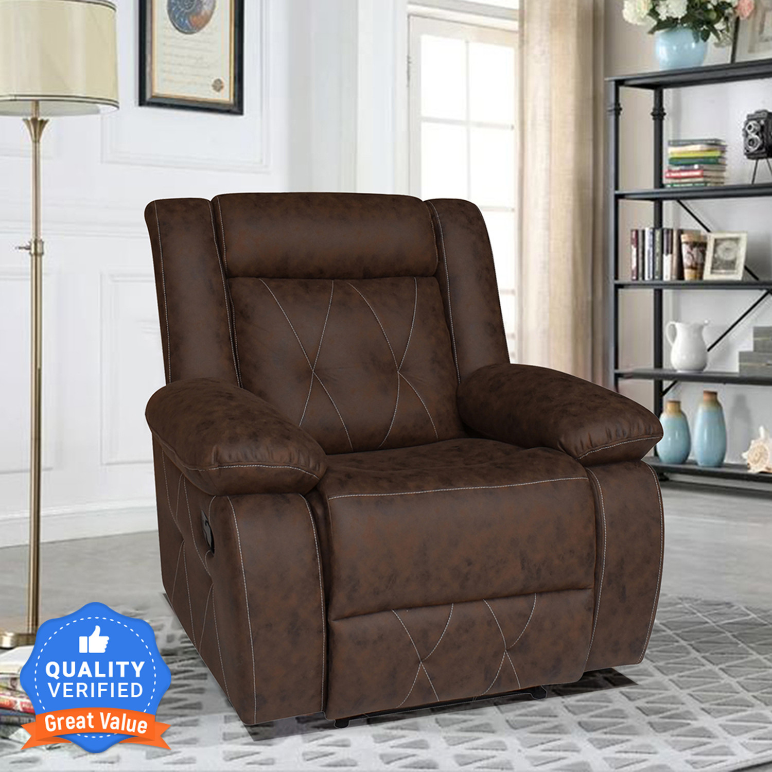 Image of Flipkart Perfect Homes Fabric Manual Recliner (Finish Color - Brown, DIY(Do-It-Yourself))