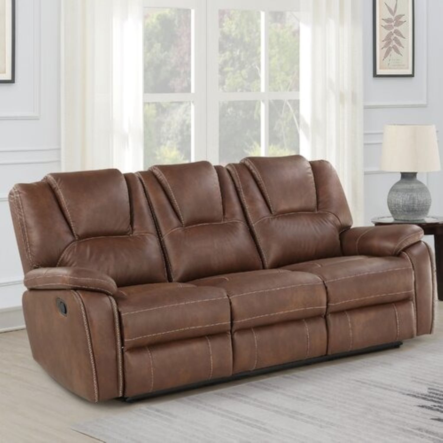 Image of Torque Leather Manual Recliner (Finish Color - Brown, Pre-assembled)