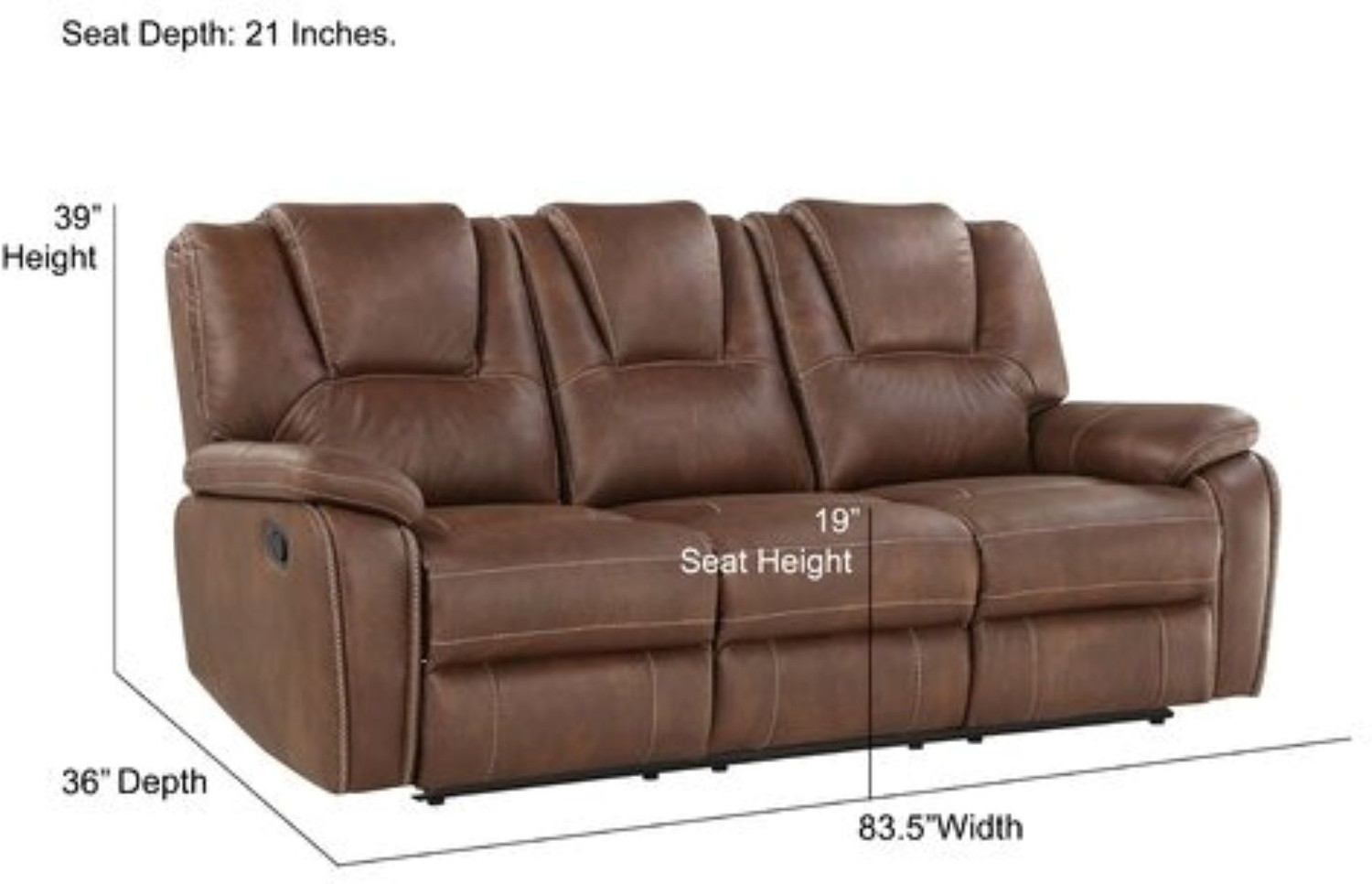 Image of Torque Leather Manual Recliner (Finish Color - Brown, Pre-assembled)