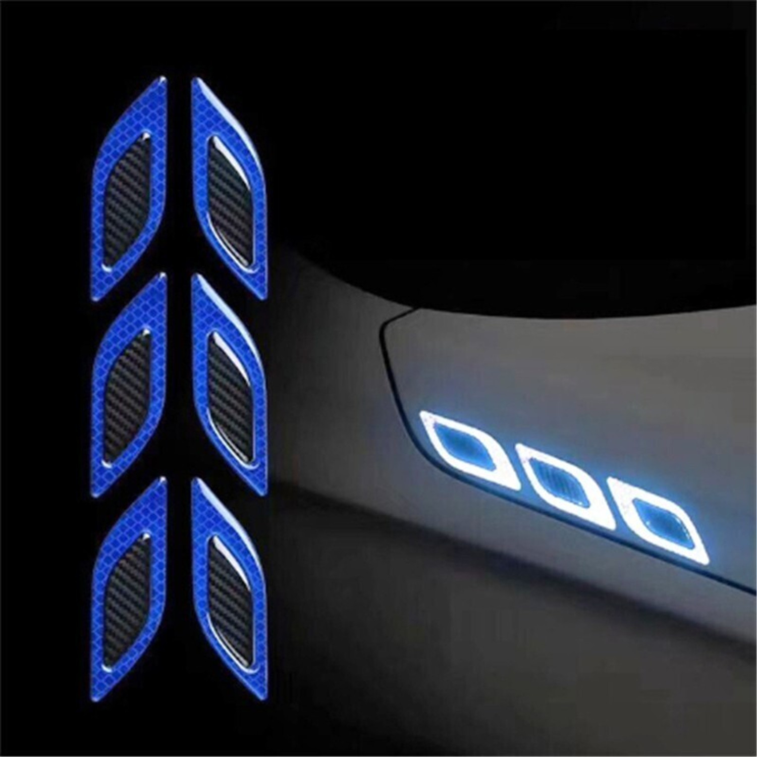 Image of Obvie Night Reflective Car Arrow Warning Car Motorcycle Bike Wheel Stickers 15 mm x 0.13 m BLUE Reflective Tape (Pack of 12)