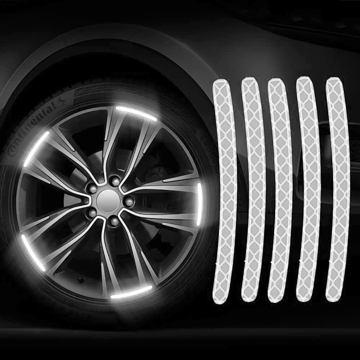 Image of Obvie Night Reflective Car Arrow Warning Car Motorcycle Bike Wheel Stickers 15 mm x 0.13 m BLUE Reflective Tape (Pack of 12)