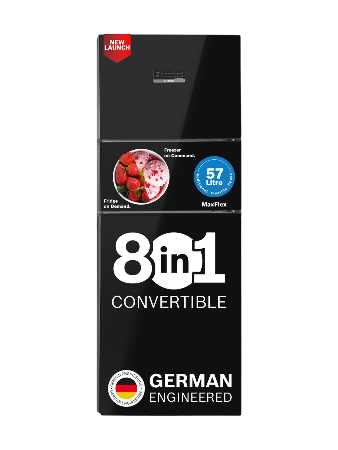 BOSCH 335L Frost Free Triple Door 3 Star Refrigerator (Black Pearl, - Image 1